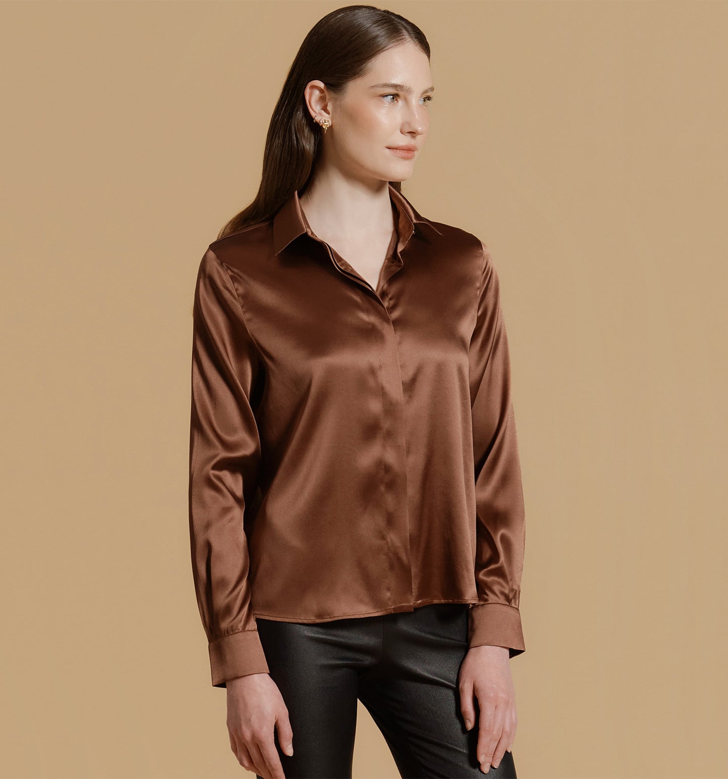 ADRIANA Silk Blouse Brown