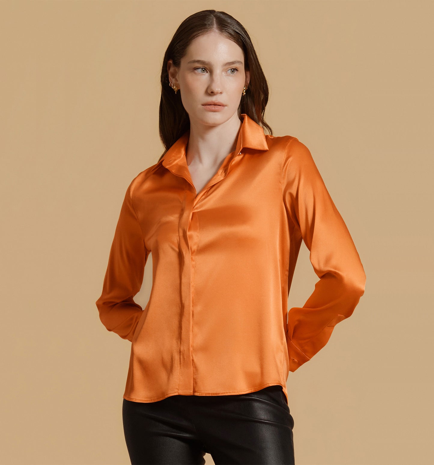 ADRIANA Silk Blouse Orange