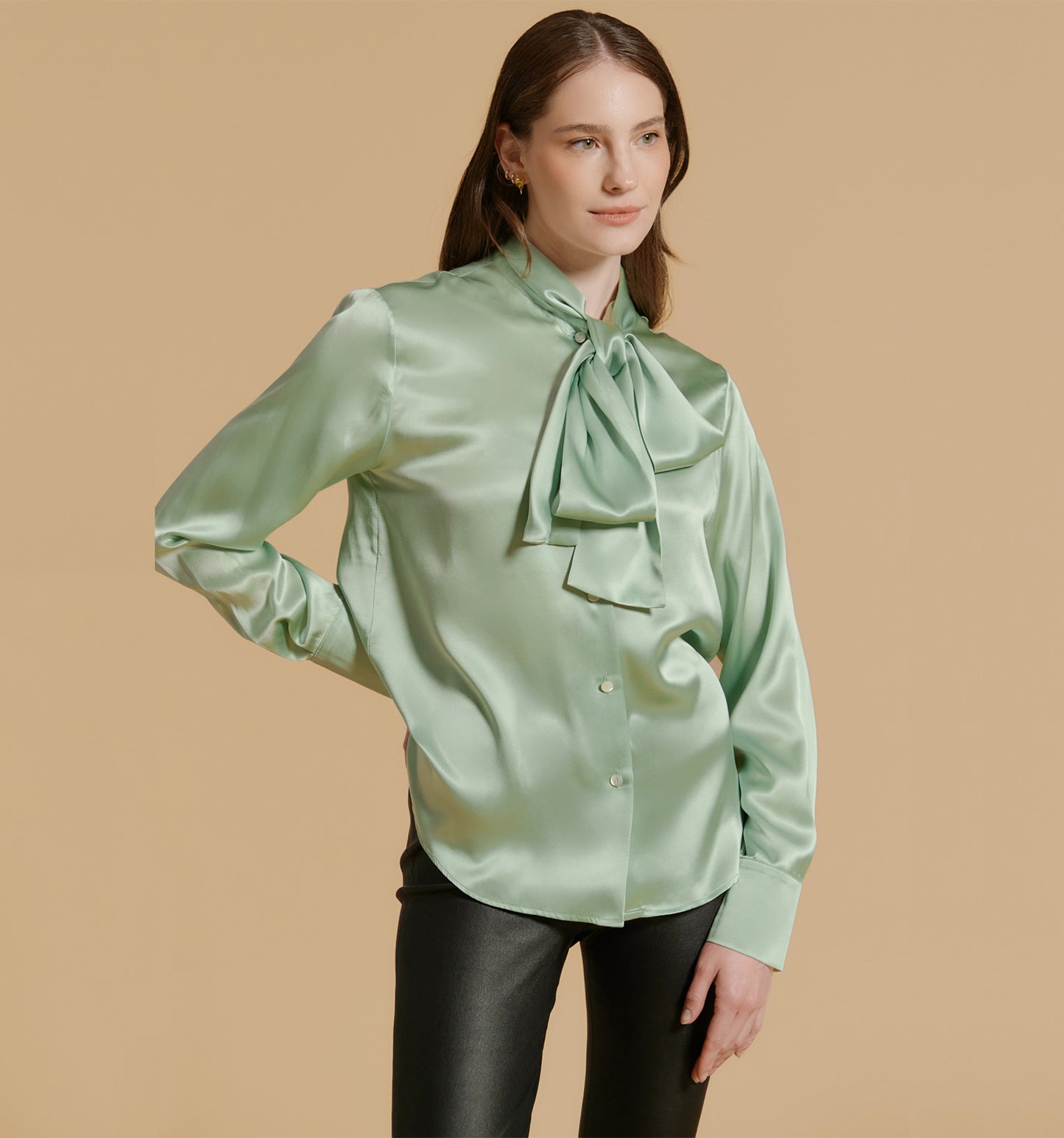 CRYSTAL Silk Blouse Verde