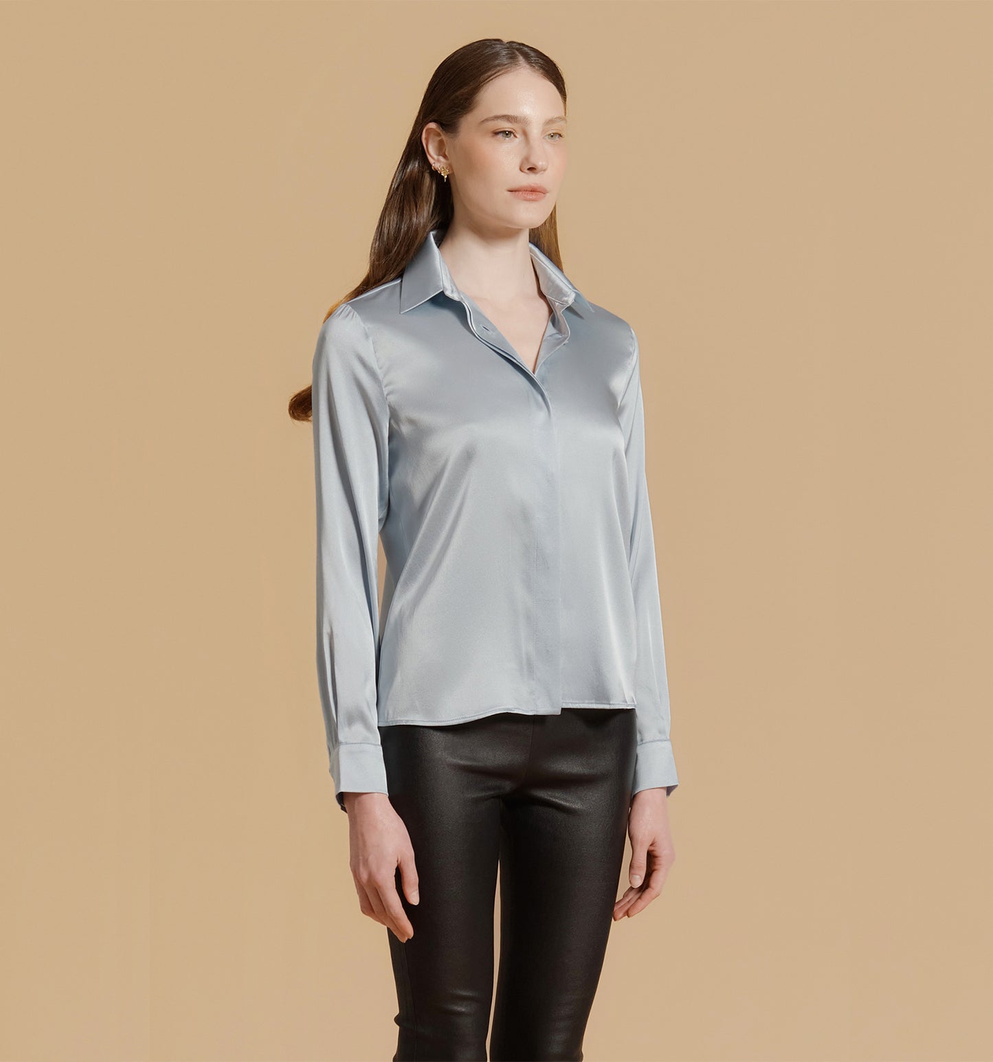 ADRIANA Silk Blouse Celeste