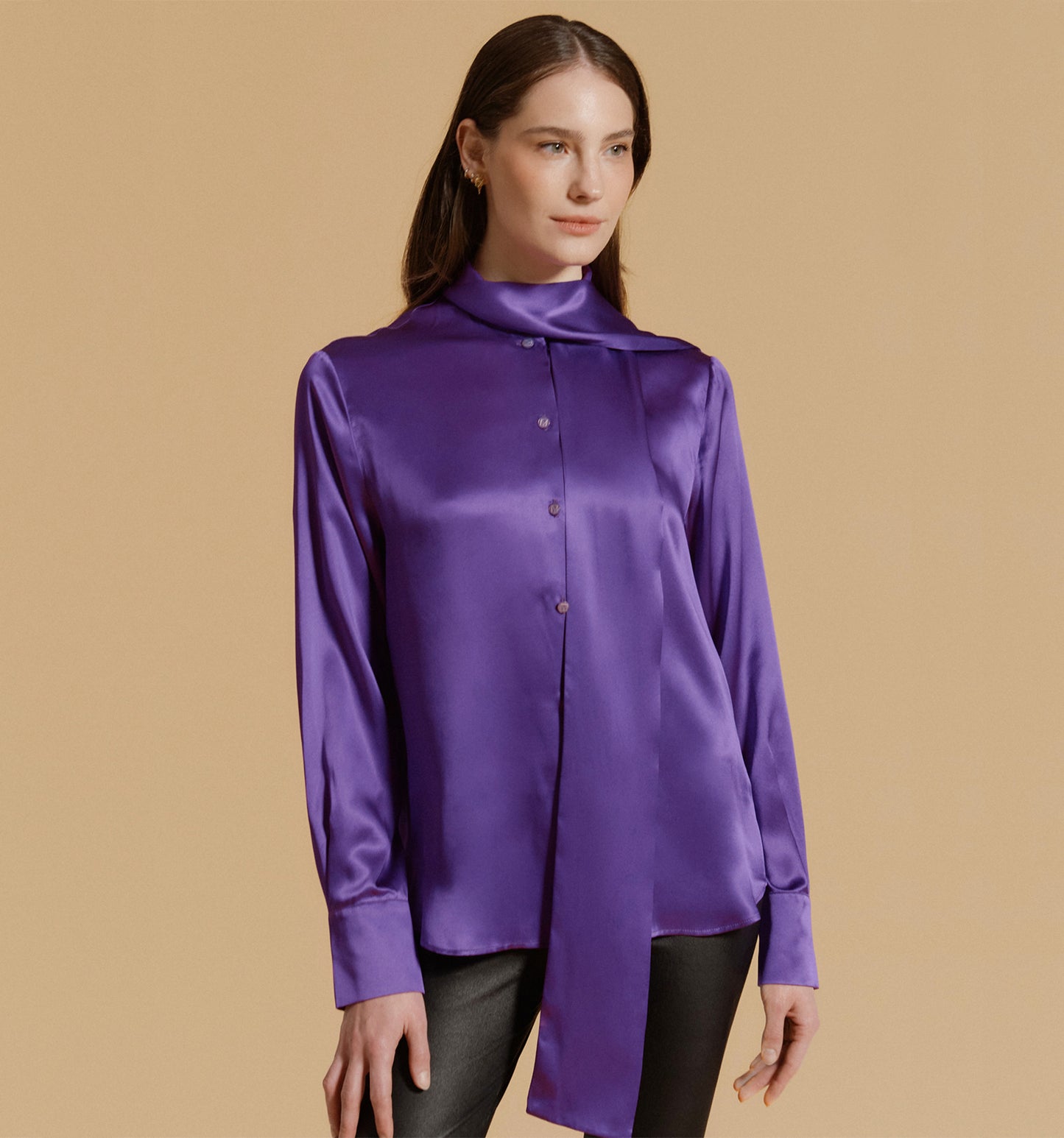 CRYSTAL Silk Blouse Violet