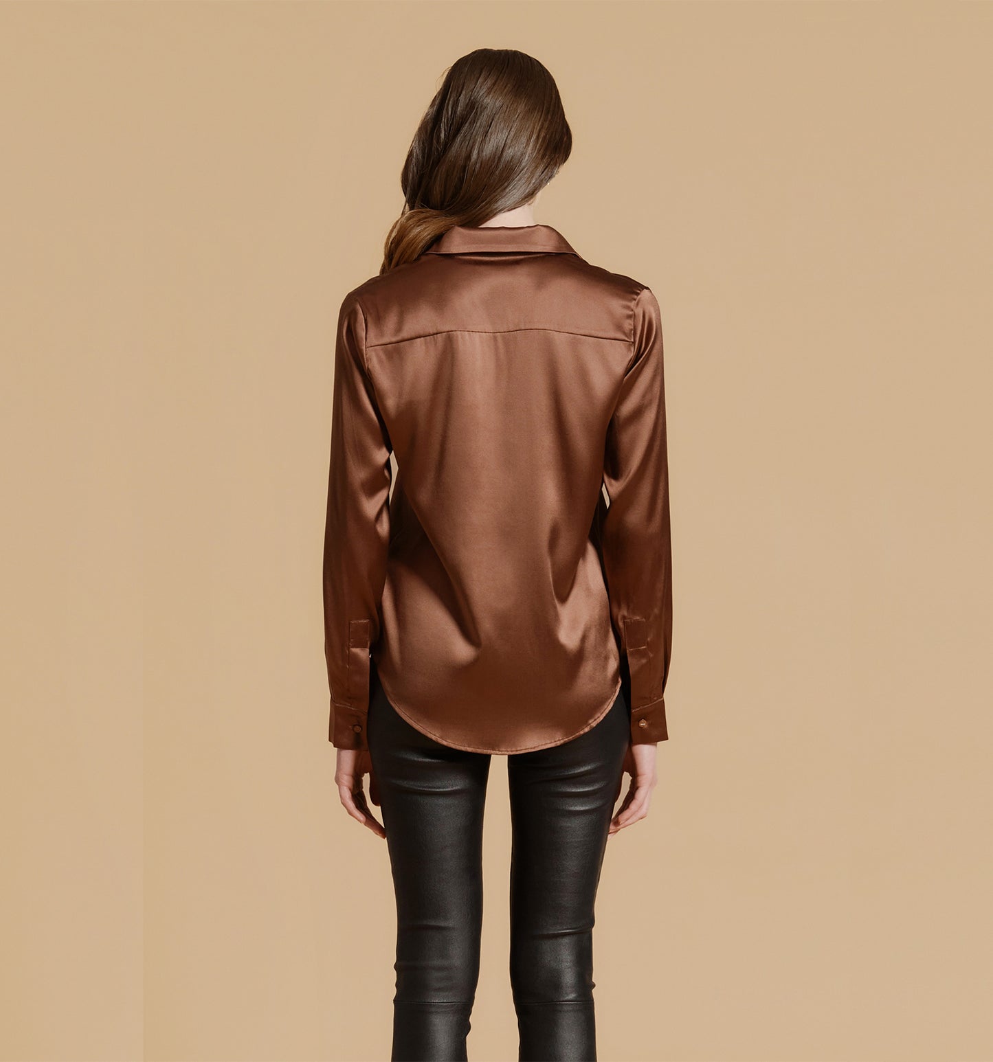 ADRIANA Silk Blouse Brown