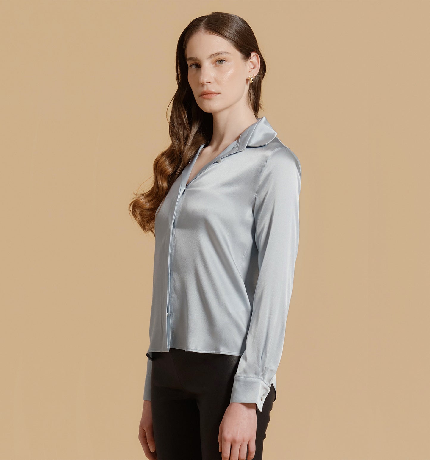 ADRIANA Silk Blouse Celeste