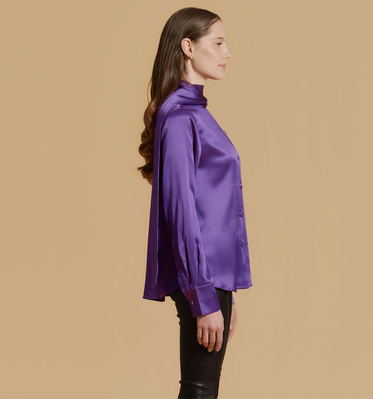CRYSTAL Silk Blouse Violet