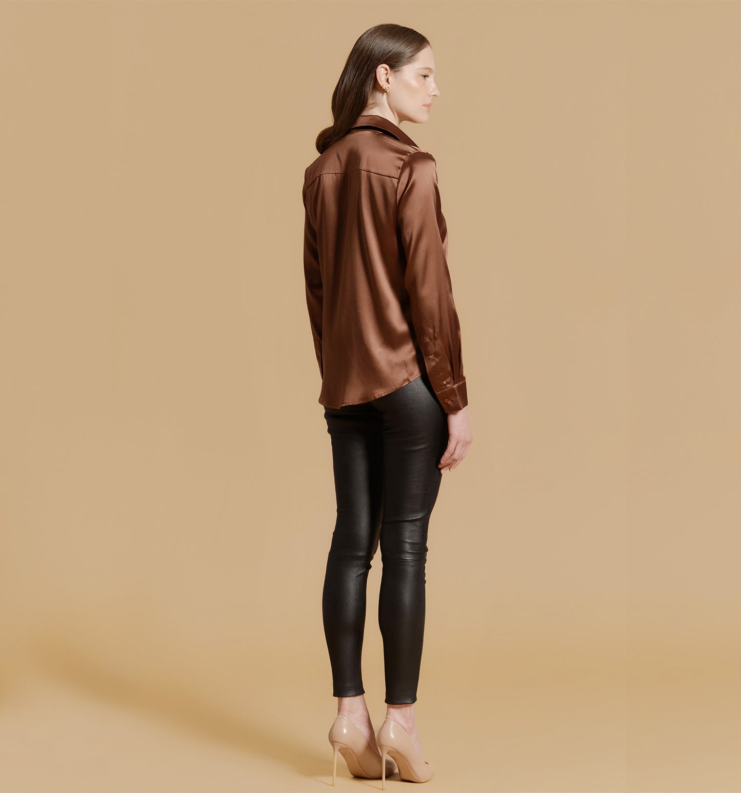 ADRIANA Silk Blouse Brown