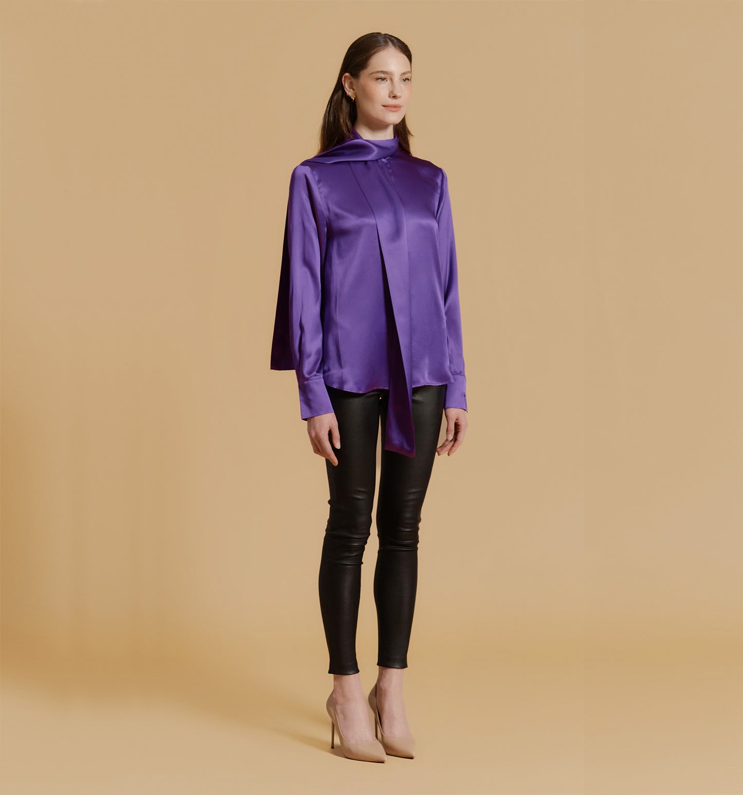 CRYSTAL Silk Blouse Violet