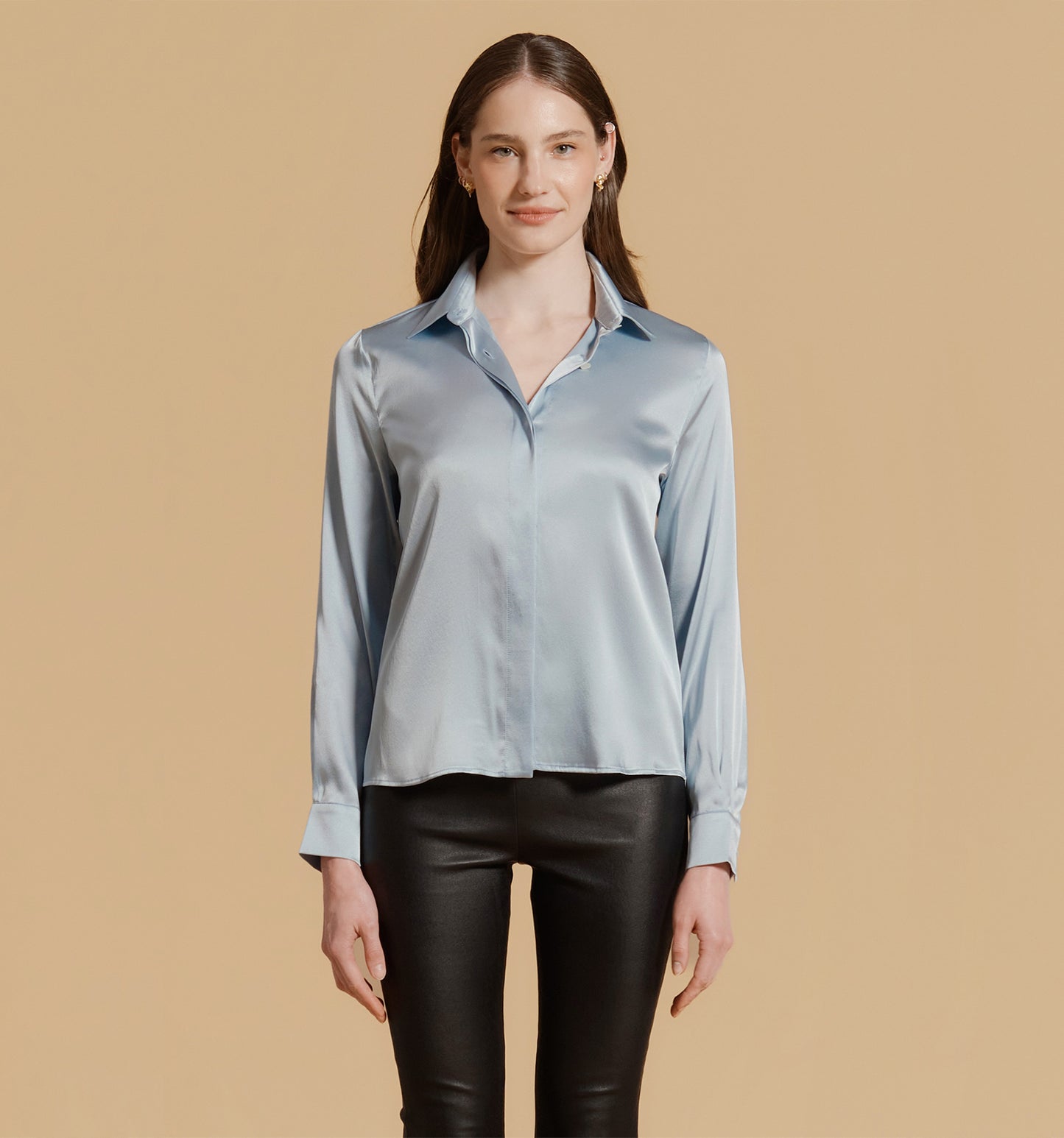 ADRIANA Silk Blouse Celeste