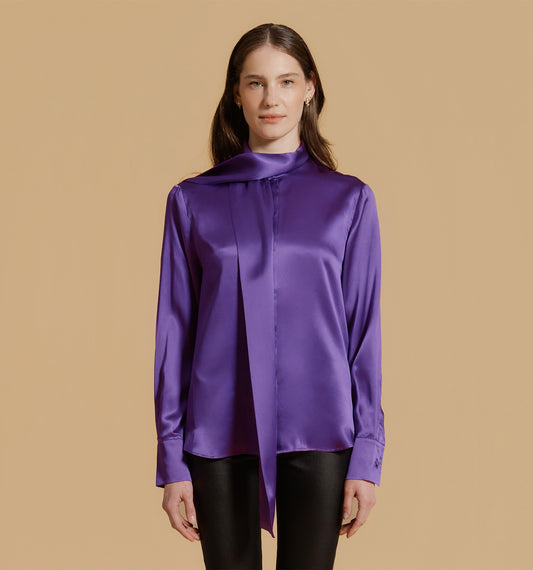 CRYSTAL Silk Blouse Violet