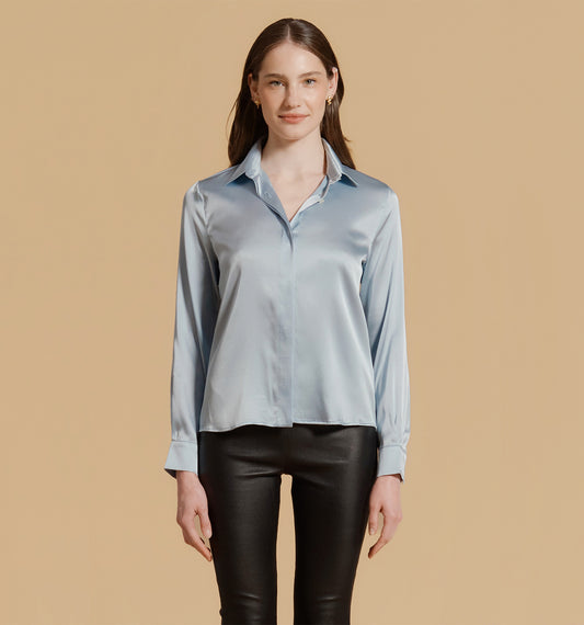 ADRIANA Silk Blouse Celeste