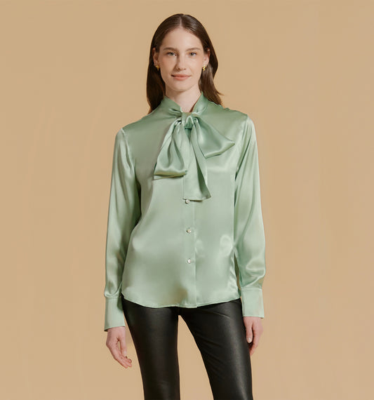 CRYSTAL Silk Blouse Verde