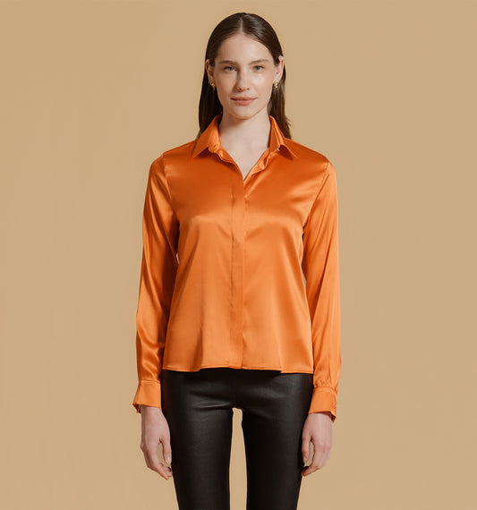 ADRIANA Silk Blouse Orange